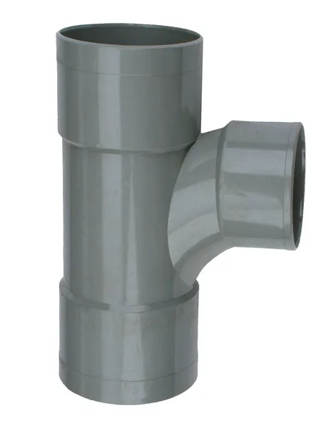 PVC Stroom T-stuk 90° grijs 125 3xM