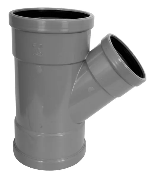 PVC Manchet T-stuk 45° grijs 125x110 SN4 3M