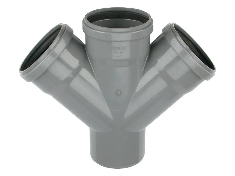 PVC Manchet Dubbel T-Stuk 45° grijs 110 SN4 M/S