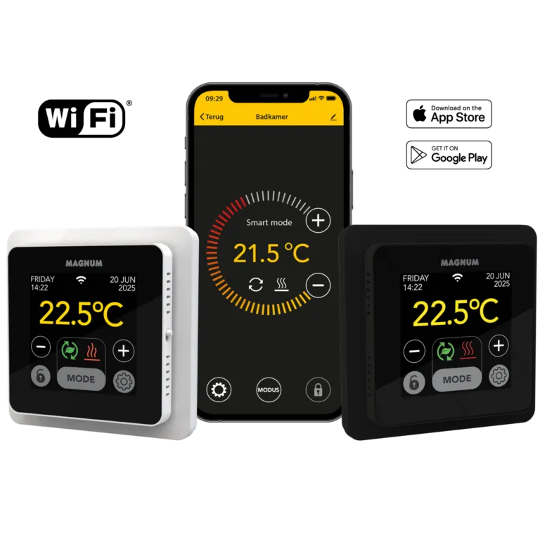 MAGNUM elektrische vloerverwarmingsmat met WiFi thermostaat 1 m² - 150 Watt Thermostaat wit - Afbeelding 3