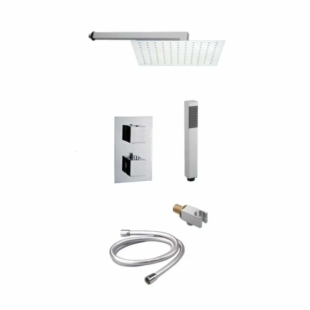Saniful Doucheset inbouw met thermostaat en muurbevestiging douchekop vierkant chroom