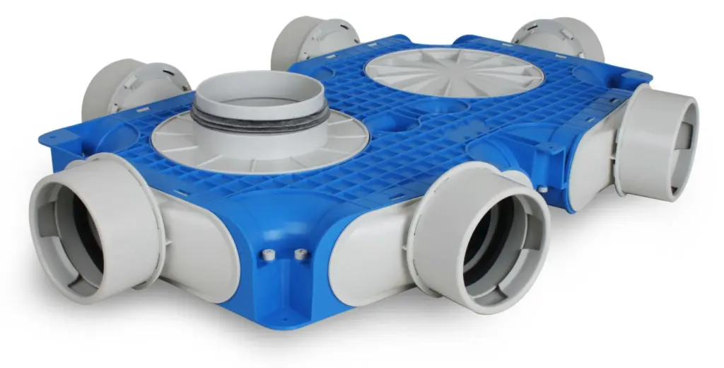 Vent-Axia Uniflexplus ventilatie hoofdverdeelbox 6x Ø90mm met tuit