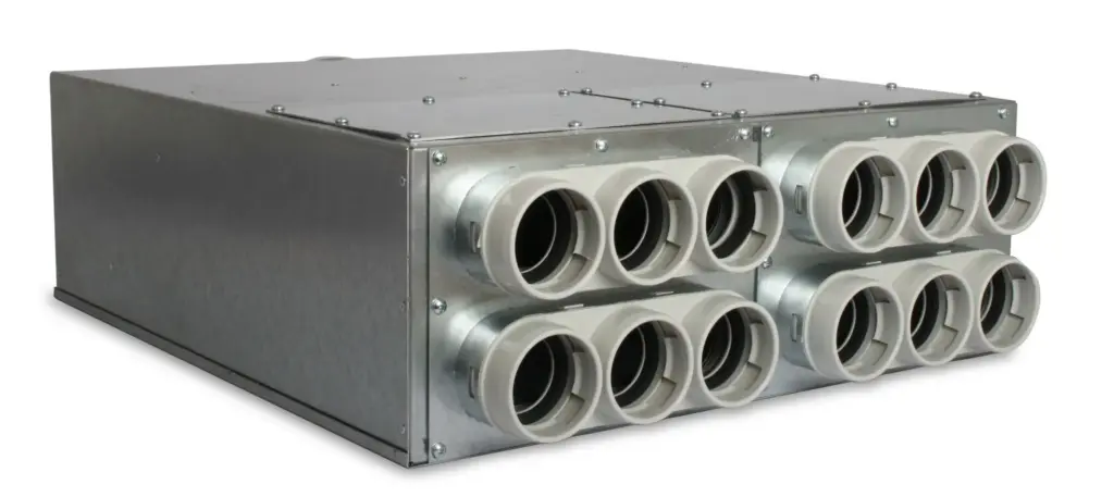 Vent-Axia Uniflexplus ventilatie verdeler met geluiddemper 12x Ø69mm met tuit