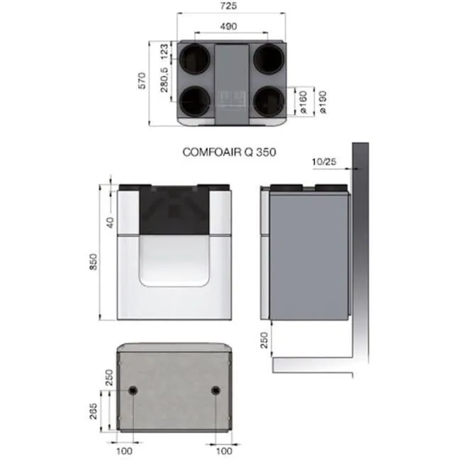 Zehnder Stork ComfoAir Q350 WTW unit NL L VV ST - Afbeelding 3
