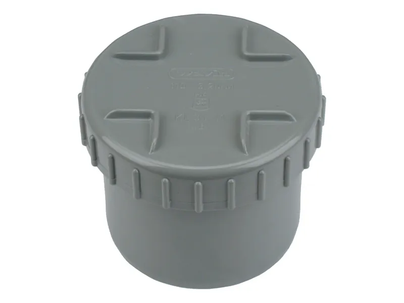 PVC Lijm Eindstuk + Schroefdeksel grijs