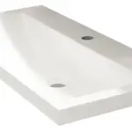 Wiesbaden Flag wastafel enkel met 1 kraangat 100x36x4 cm kunstmarmer glans wit