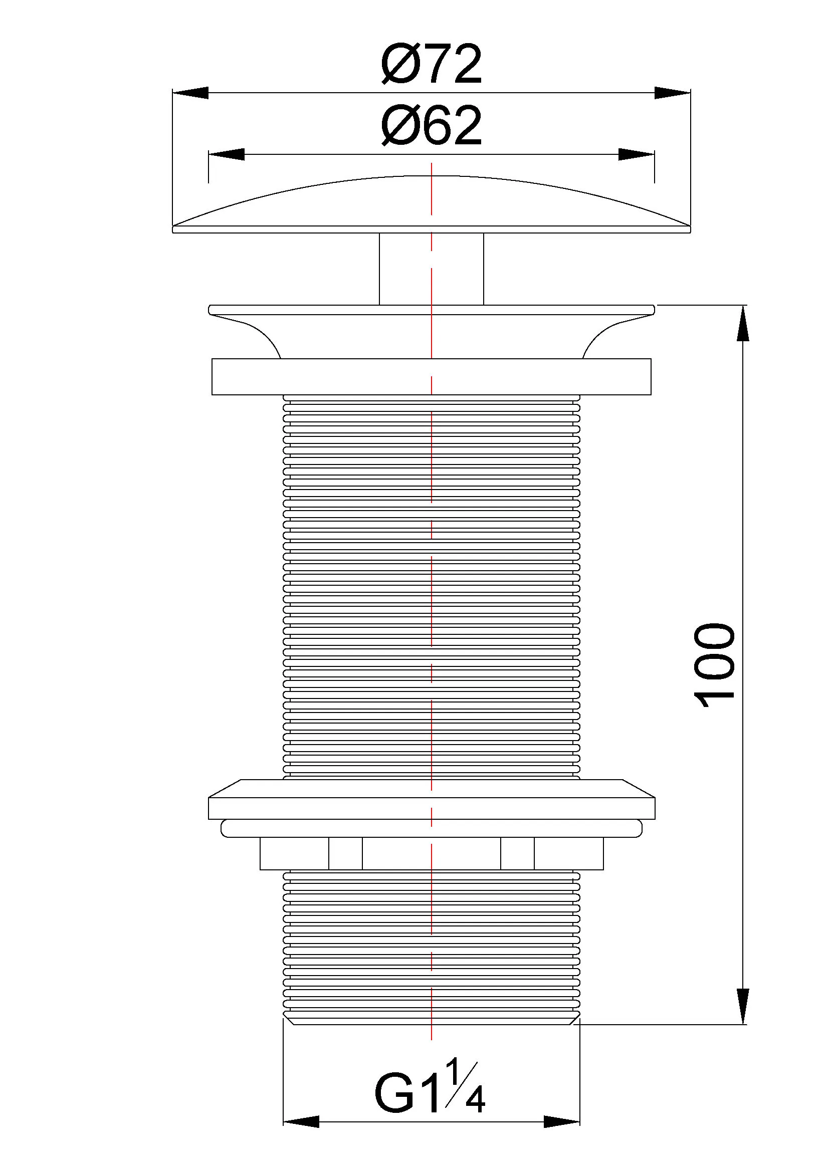Wiesbaden UniMatch open afvoerplug verlengd 5/4" chroom - Afbeelding 3