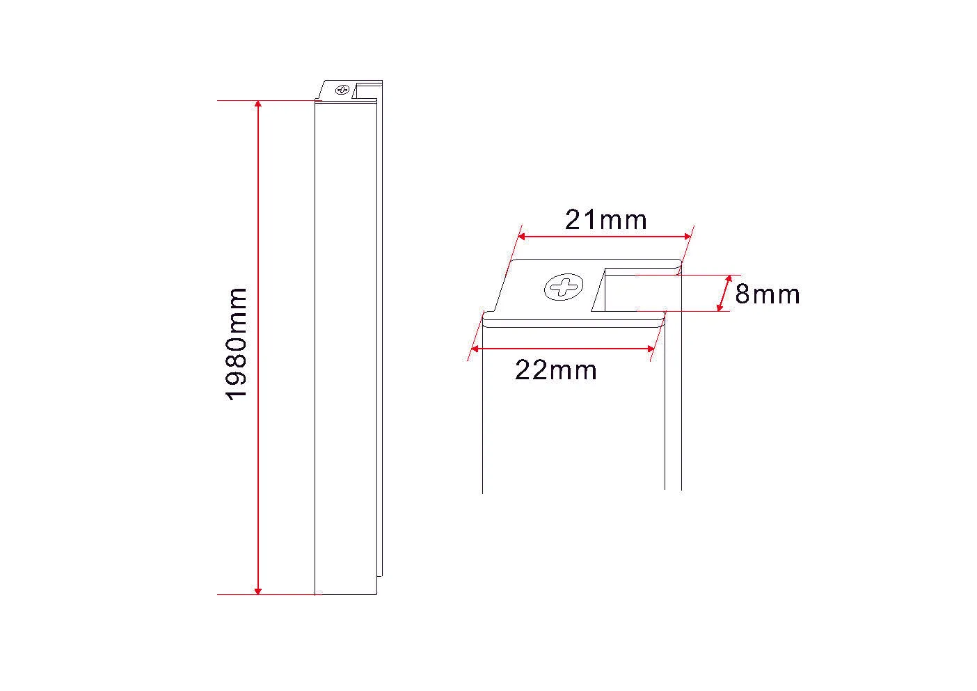 Wiesbaden set magneetstrip voor 1/4 cabine met 2 draaideuren 8mm chroom - Afbeelding 2