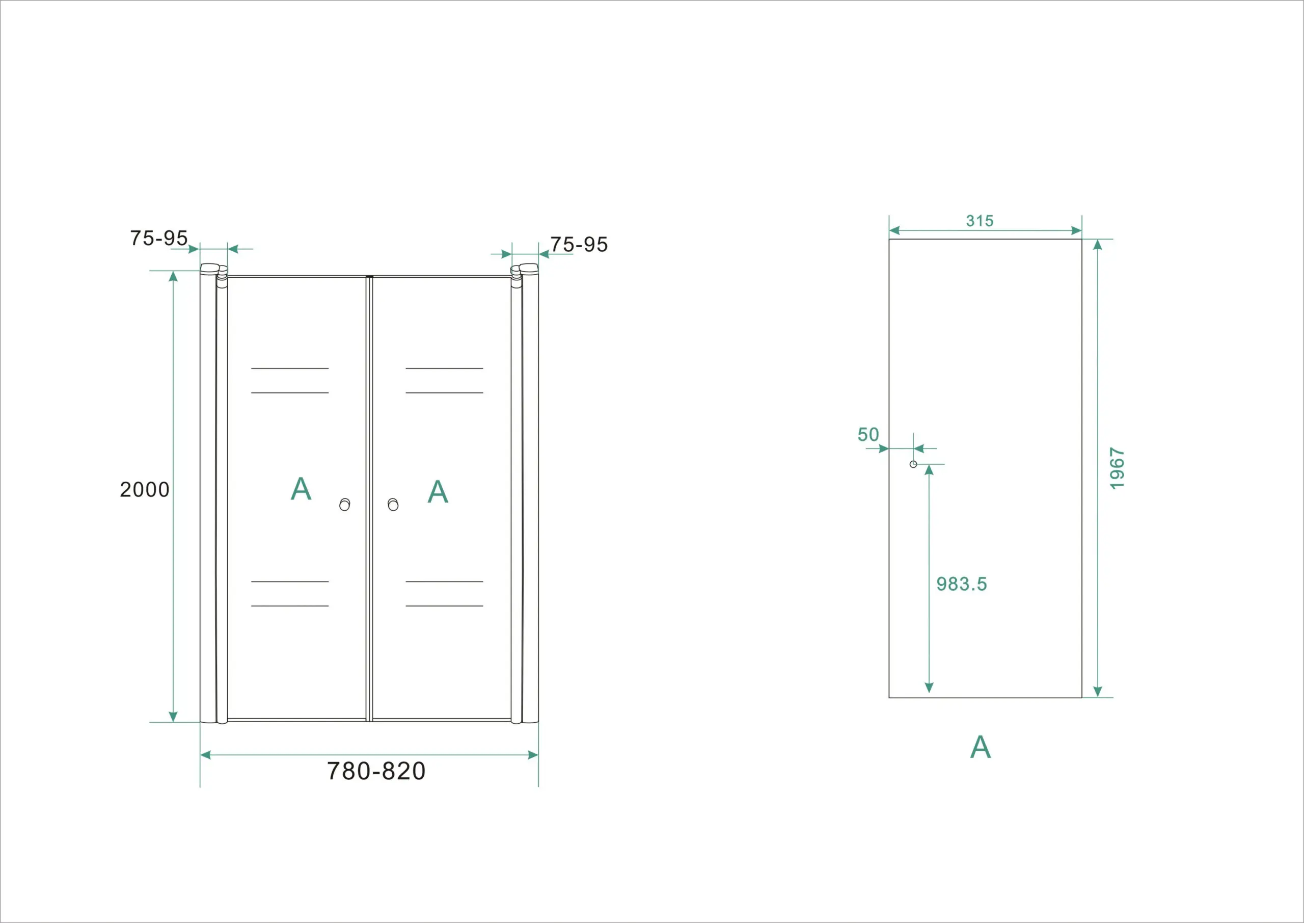 Wiesbaden Lagos pendeldeur in nis 800 x 2000 x 6 mm nano helder glas/chroom - Afbeelding 4