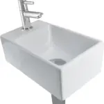 Wiesbaden Fonteinset Rhea XXS met fontein links glans wit, kraan, sifon en afvoe
