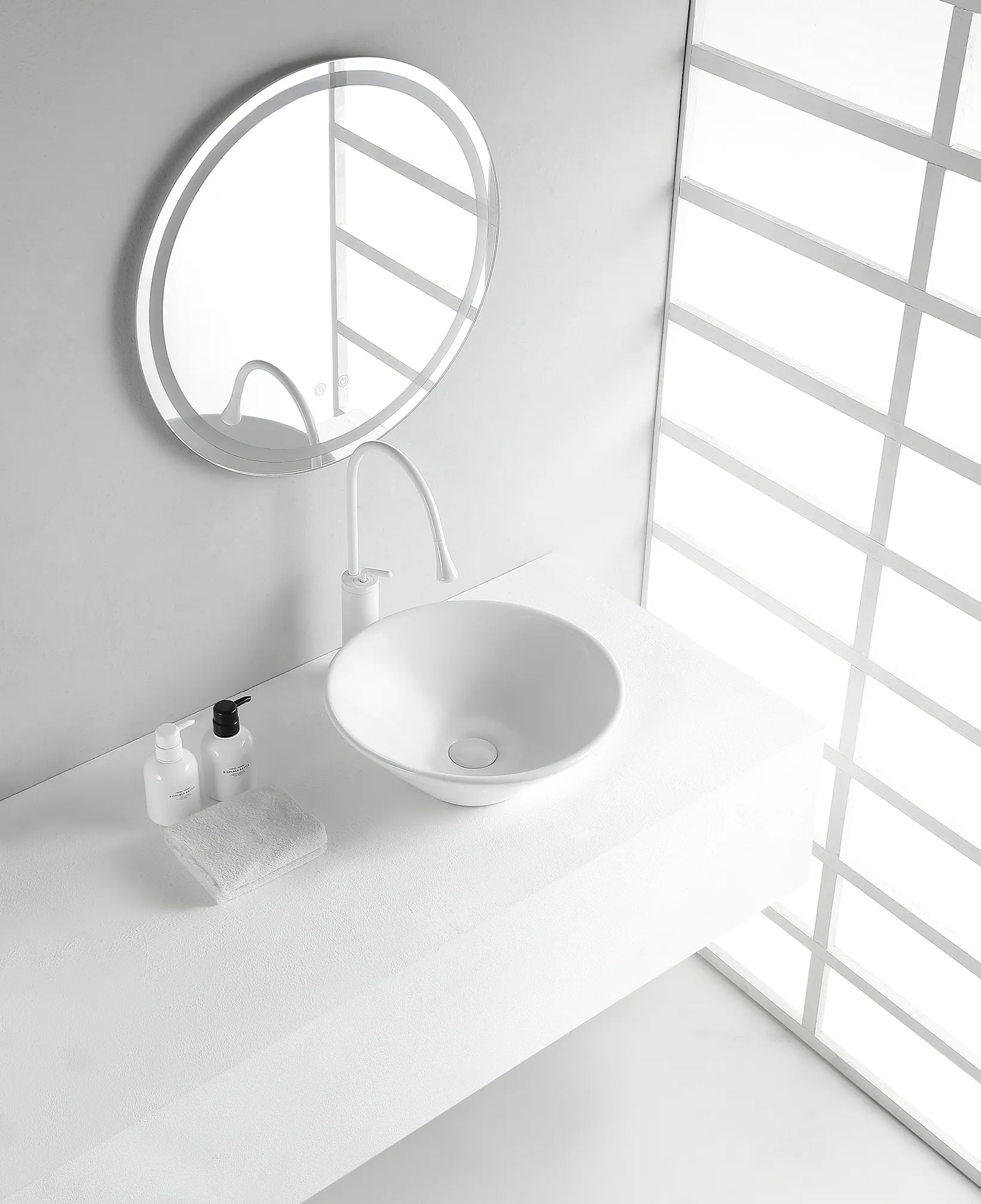 Wiesbaden Circle waskom rond 42 x 15 cm keramiek glans wit - Afbeelding 2