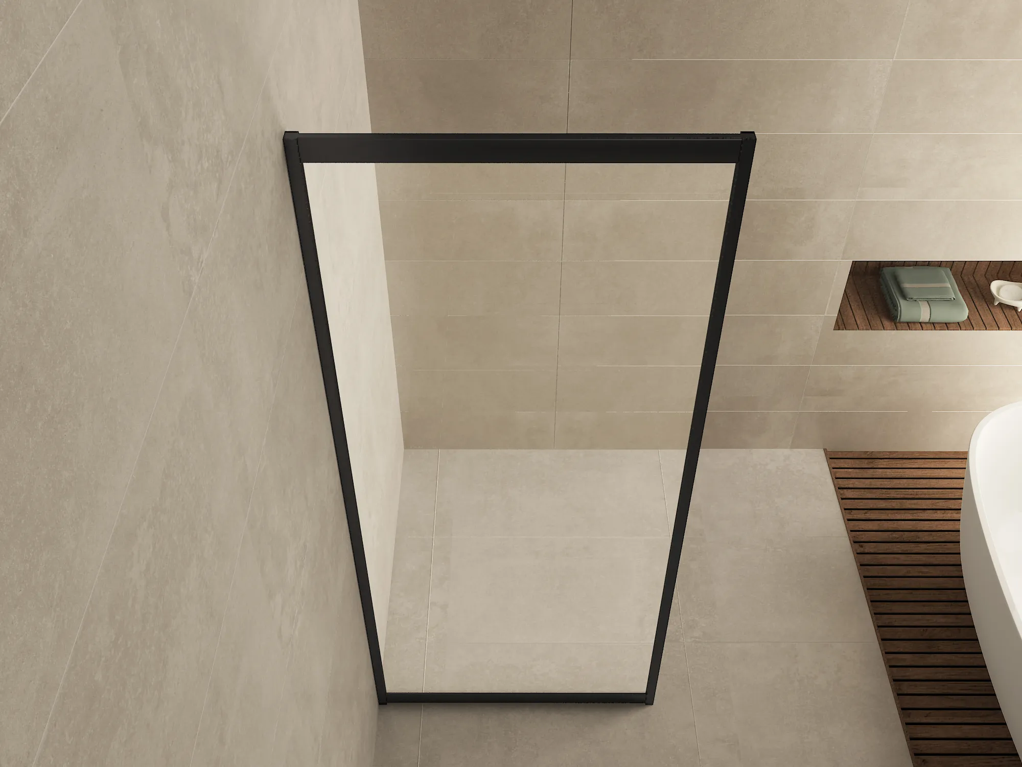 Wiesbaden Skyline zijwand voor nis schuifdeur 1000 x 2000 x 8 mm nano helder gla - Afbeelding 2