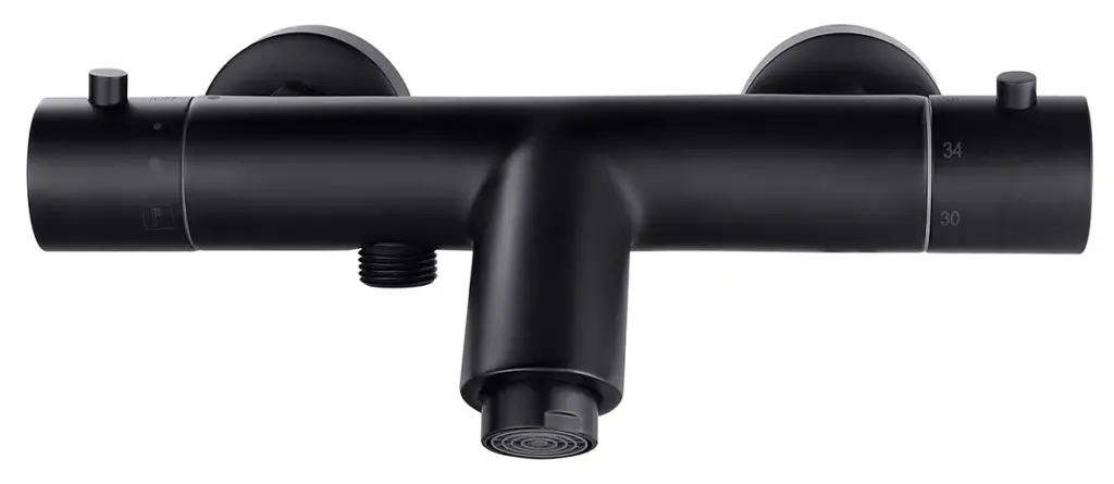 Wiesbaden Rio thermostatische badmengkraan 15 cm mat zwart