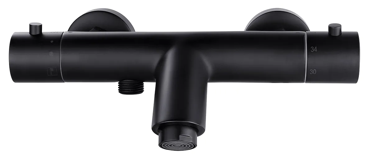 Wiesbaden Rio thermostatische badmengkraan 15 cm mat zwart