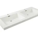Wiesbaden Vision wastafel dubbel met 2 kraangaten 120x46x5,5 cm kunstmarmer glan
