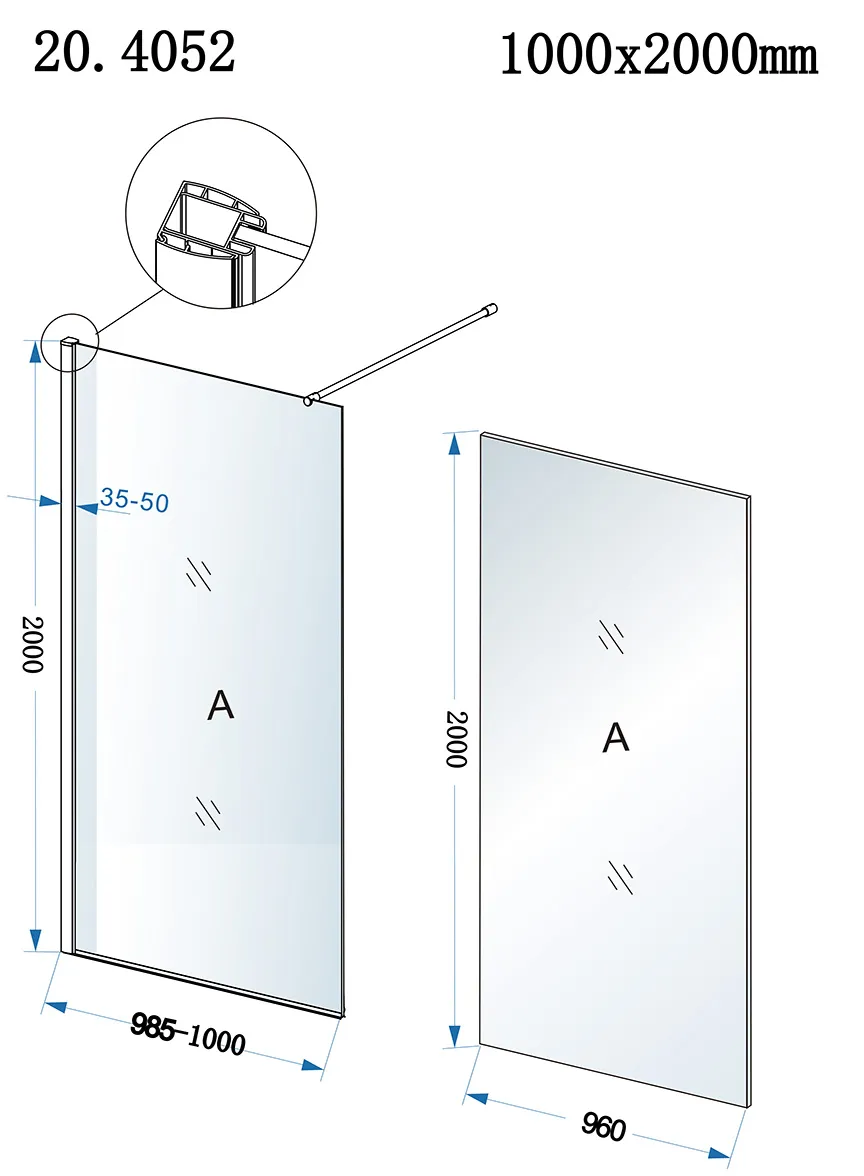 Wiesbaden Eco inloopdouche 1000 x 2000 x 8 mm nano helder glas/chroom - Afbeelding 4