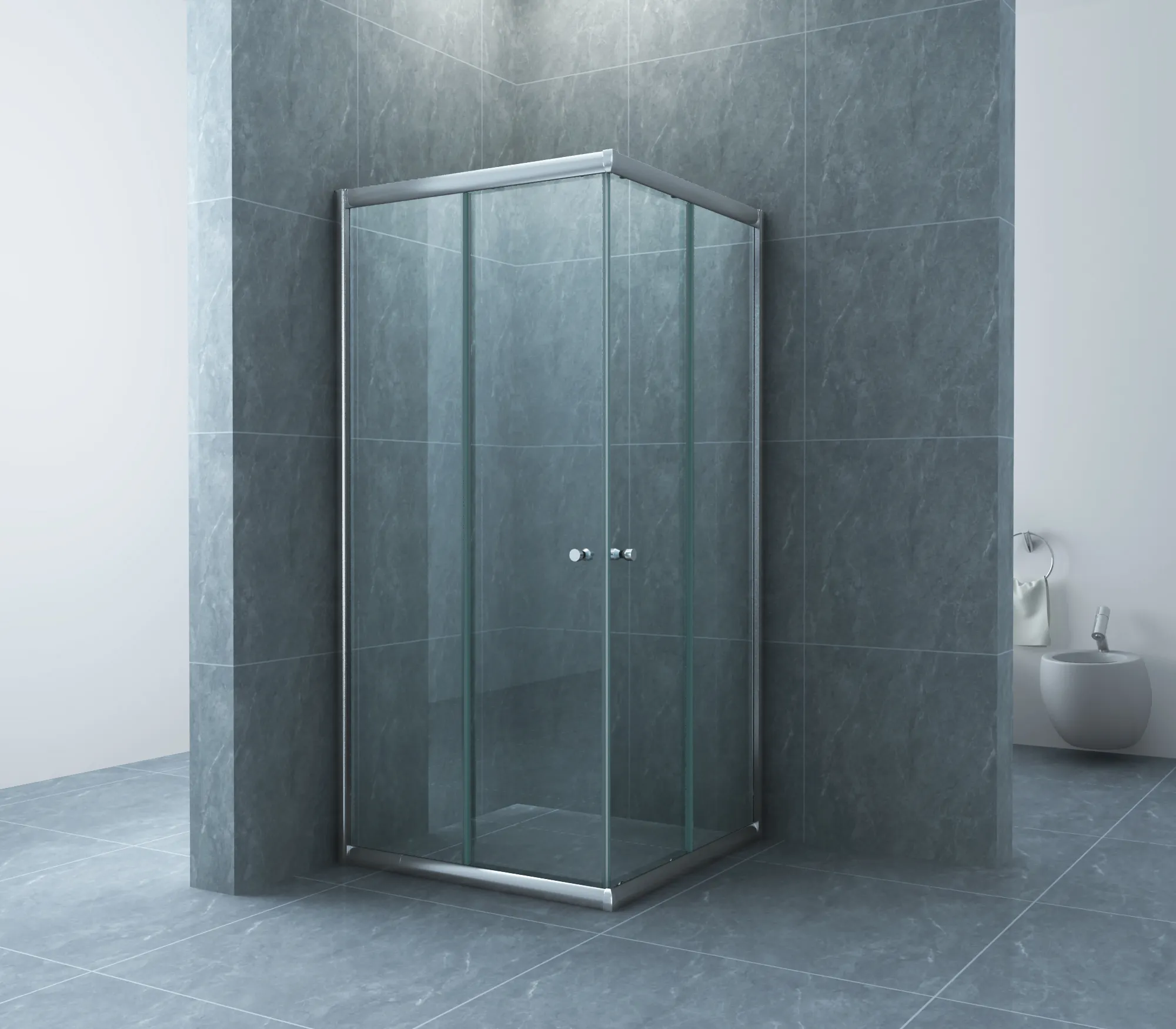 Wiesbaden Eco hoekinstap cabine met 2 schuifdeuren 800 x 800 x 1900 x 5 mm nano