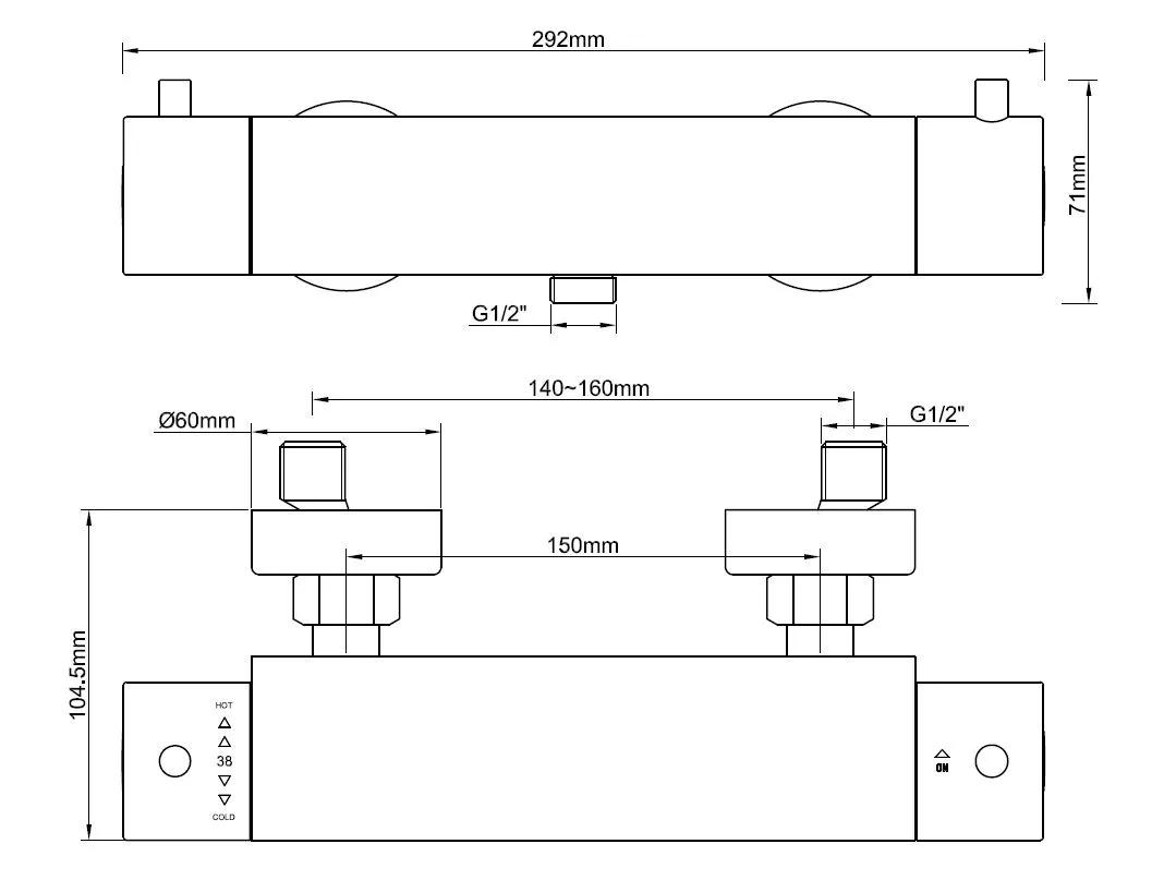 Wiesbaden Caral Cool Touch thermostatische douchemengkraan mat zwart - Afbeelding 2