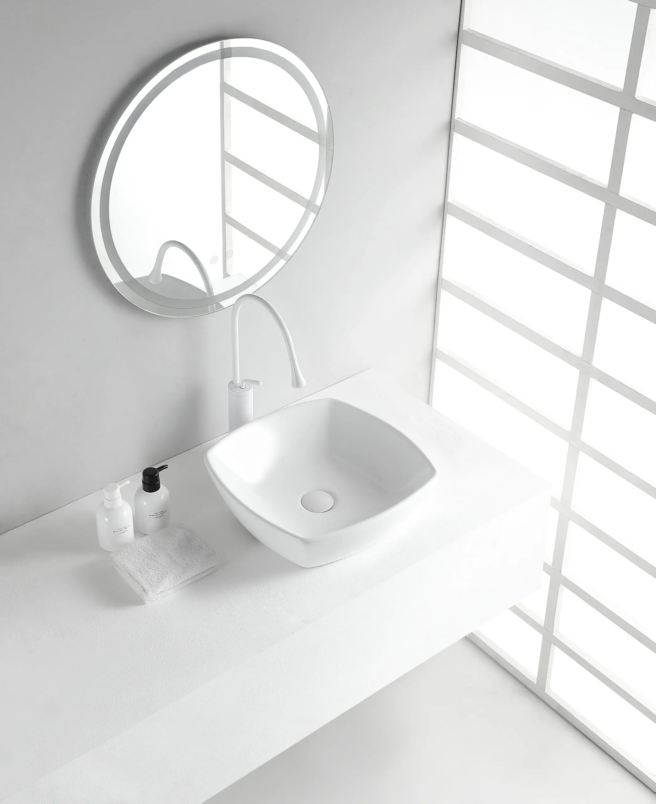 Wiesbaden Plaza waskom vierkant 42 x 42 x 13,5 cm keramiek glans wit - Afbeelding 2