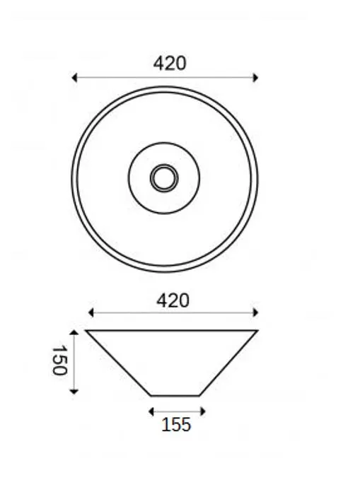 Wiesbaden Circle waskom rond 42 x 15 cm keramiek glans wit - Afbeelding 3