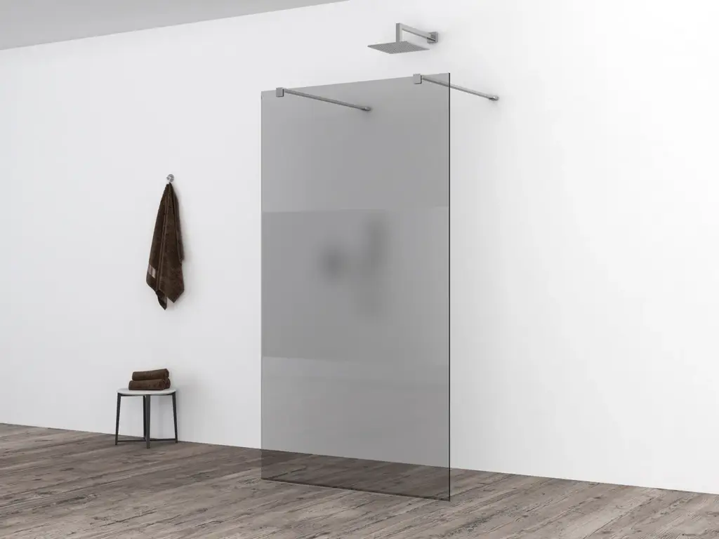 Wiesbaden Slim inloopdouche rookglas gedeeltelijk matglas, zonder profiel Nano glas.