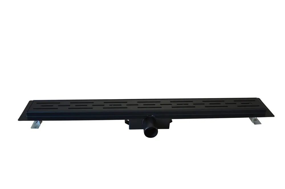 Wiesbaden Douchegoot met flens en rooster 100 x 7 cm mat zwart - Afbeelding 2