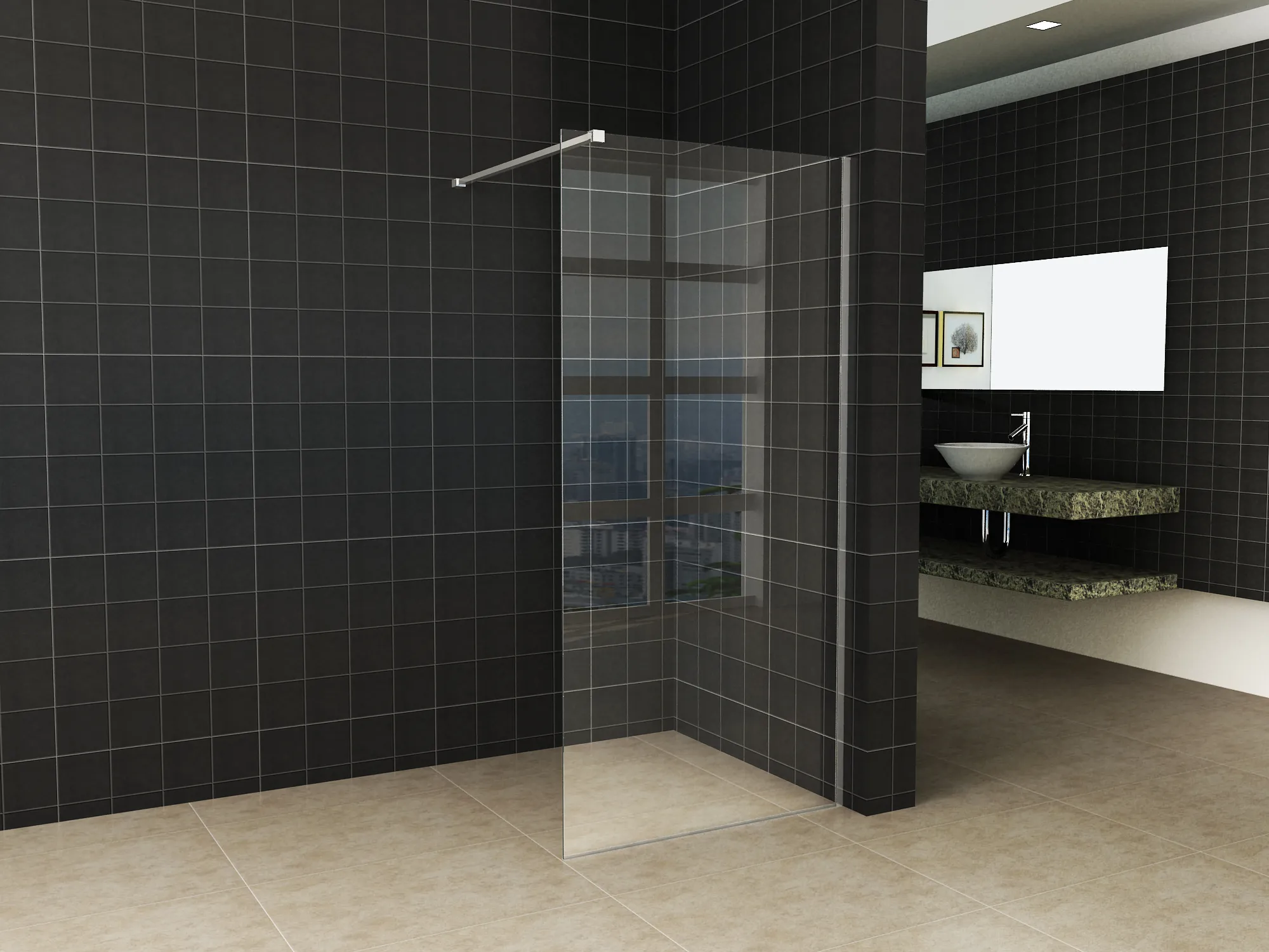 Wiesbaden Slim profielset met stabilisatiestang 120 cm chroom - Afbeelding 5