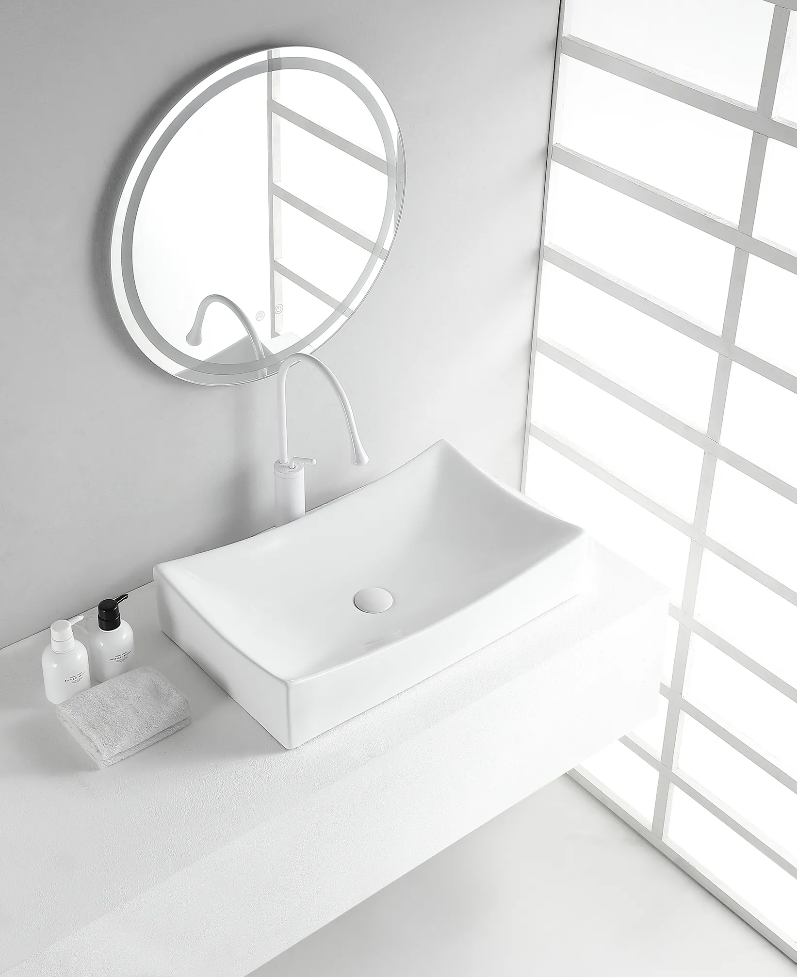 Wiesbaden Slide opzetwastafel 65,5 x 39,5 x 13,5 cm glans wit - Afbeelding 2