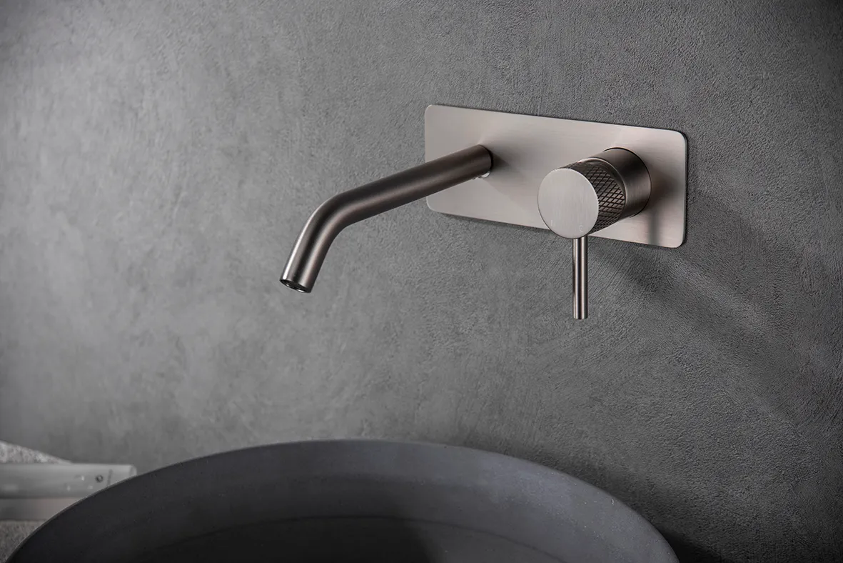 Wiesbaden Ribbd eenhendel wastafelkraan met coldstart inbouw compleet geborsteld - Afbeelding 4