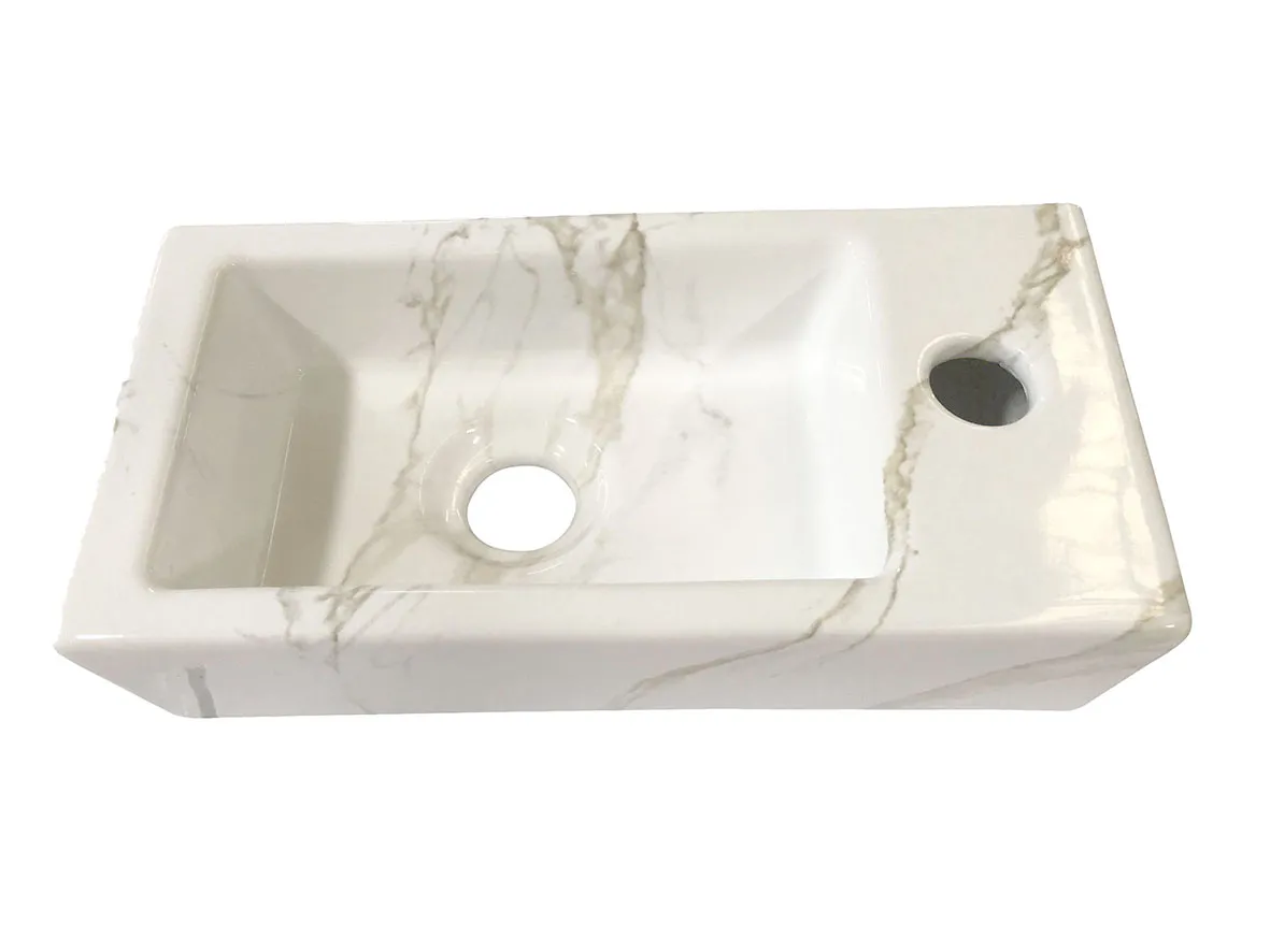 Wiesbaden Rhea S mini fontein rechts 36,5 x 18 x 9 cm keramiek carrara - Afbeelding 3