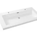 Wiesbaden Vision wastafel enkel met 2 kraangaten 100x46x5,5 kunstmarmer glans wi