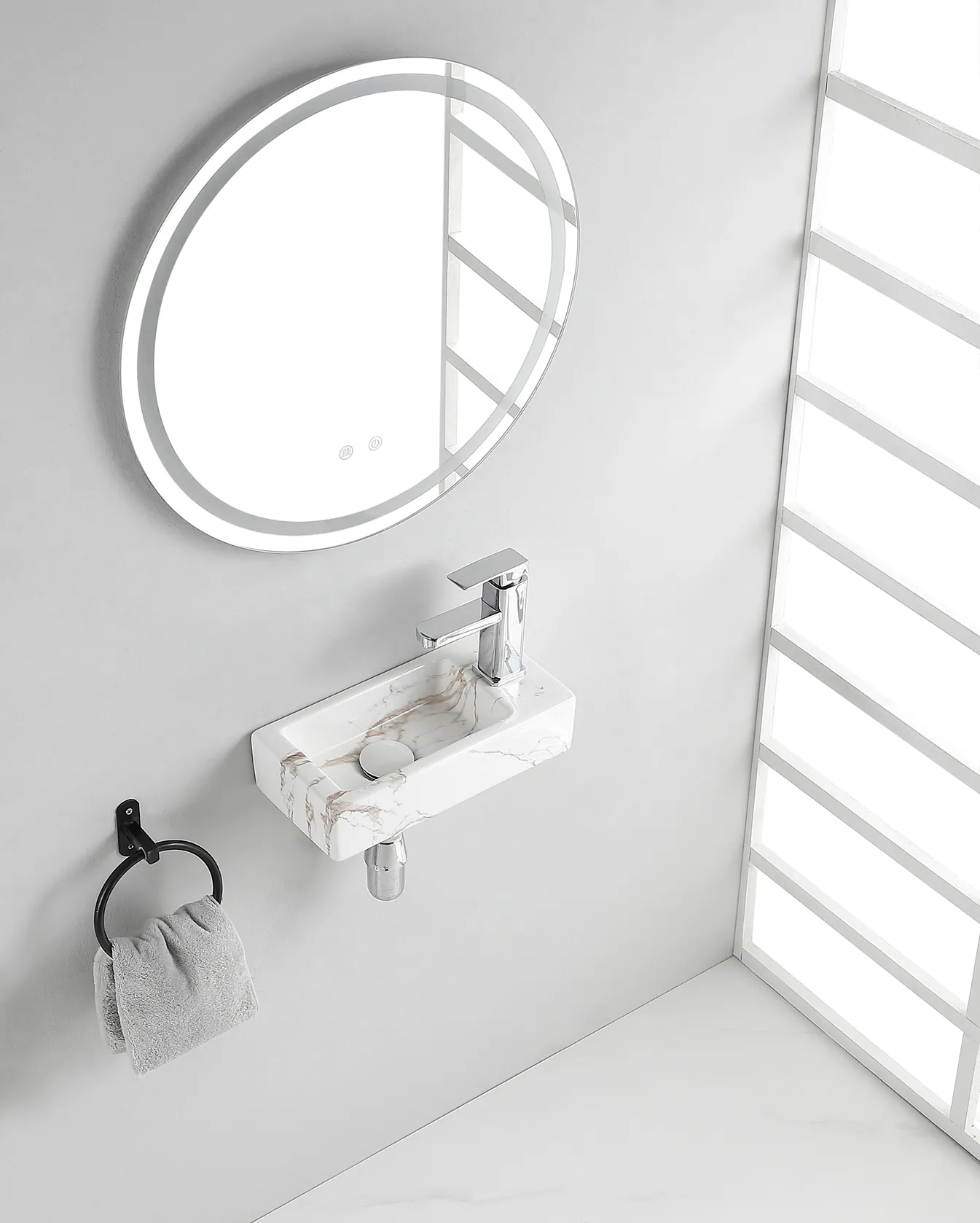 Wiesbaden Rhea S mini fontein rechts 36,5 x 18 x 9 cm keramiek carrara - Afbeelding 2