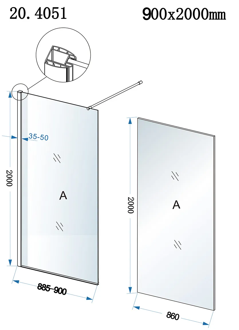 Wiesbaden Eco inloopdouche 900 x 2000 x 8 mm nano helder glas/chroom - Afbeelding 4