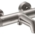 Wiesbaden Ribbd thermostatische badmengkraan hartafstand 15 cm geborsteld staal