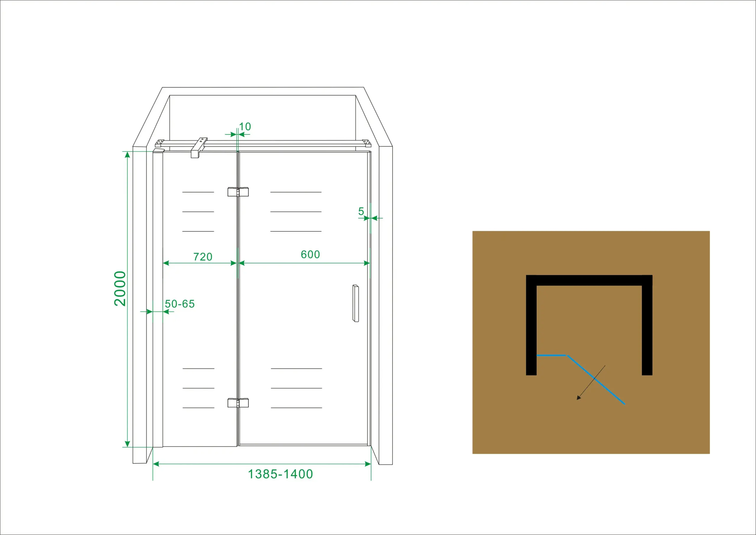 Wiesbaden Vaz nisdeur met vast deel 1400 x 2000 x 8 mm nano helder glas/chroom - Afbeelding 5