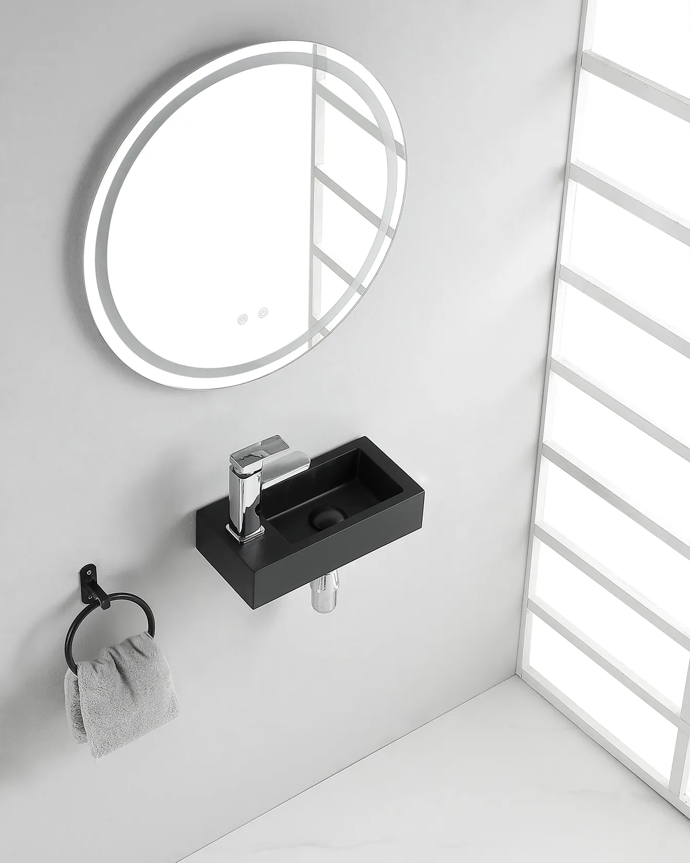 Wiesbaden Rhea S mini fontein links 36,5 x 18 x 9 cm quartz - Afbeelding 3