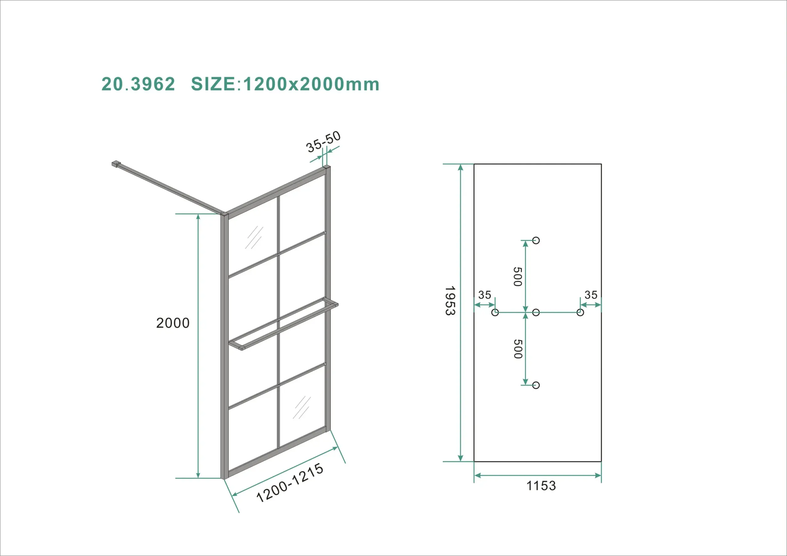 Wiesbaden Maaz inloopdouche met raster en handdoekhouder 1200 x 2000 x 10 mm hel - Afbeelding 5