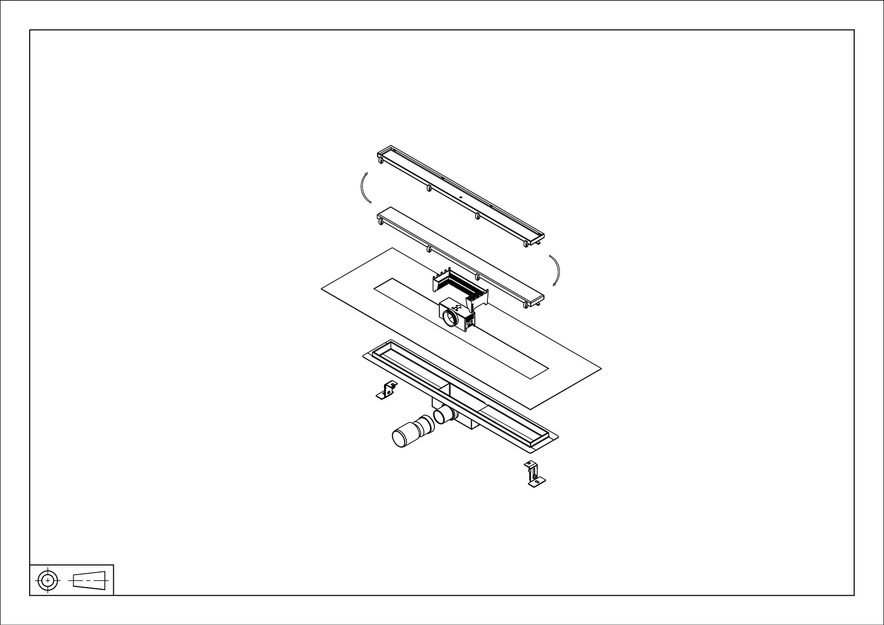 Wiesbaden Douchegoot met flens en tegelrooster 50 x 7 cm RVS - Afbeelding 3