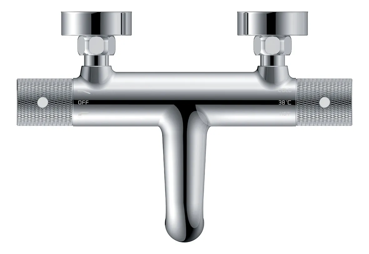 Wiesbaden Ribbd thermostatische badmengkraan hartafstand 15 cm chroom - Afbeelding 2