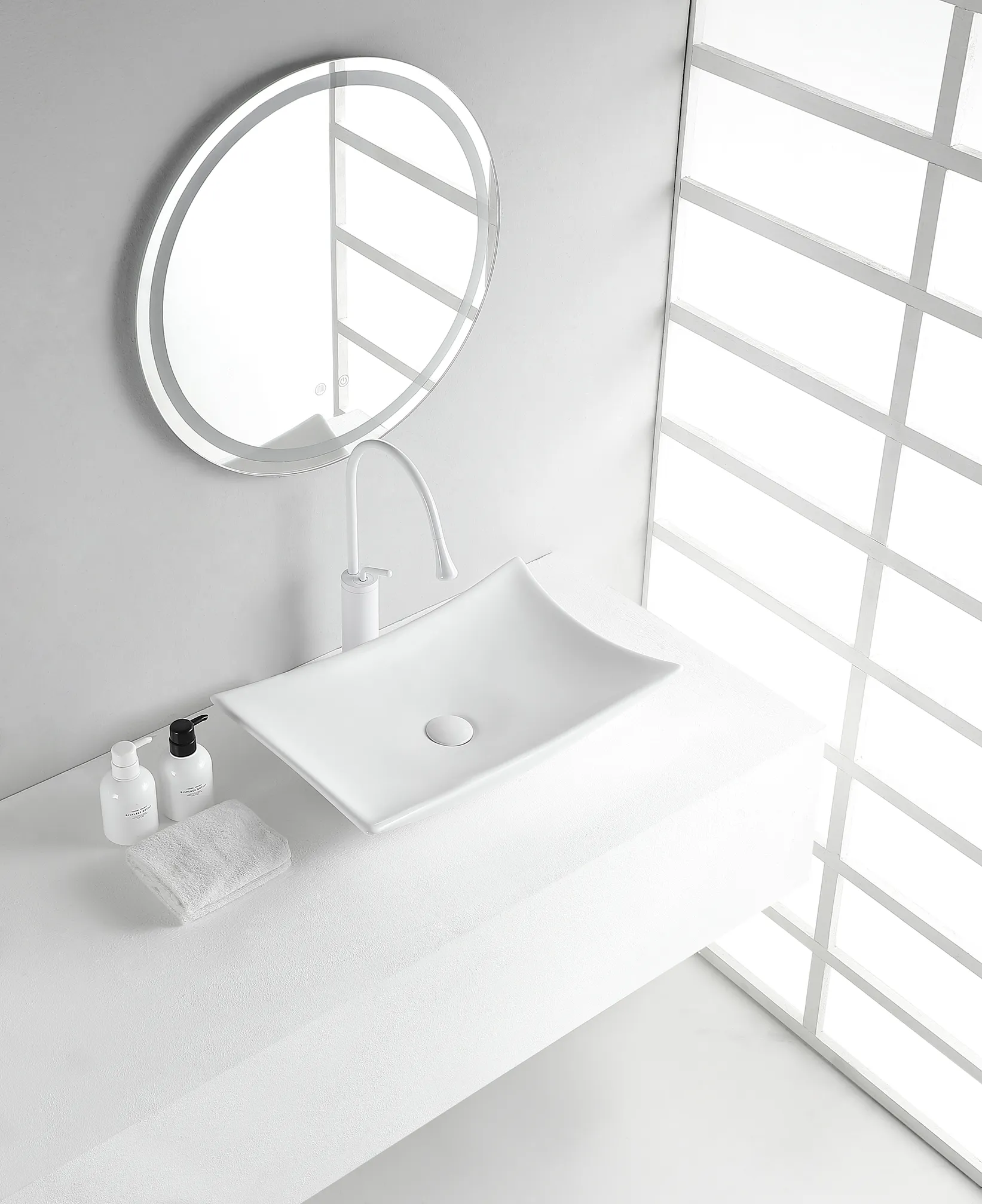 Wiesbaden Scala waskom rechthoekig 56 x 37 x 10,5 cm keramiek glans wit - Afbeelding 2