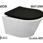 Wiesbaden Vesta junior wandcloset rimless verkort glans wit Shade slim toiletzit