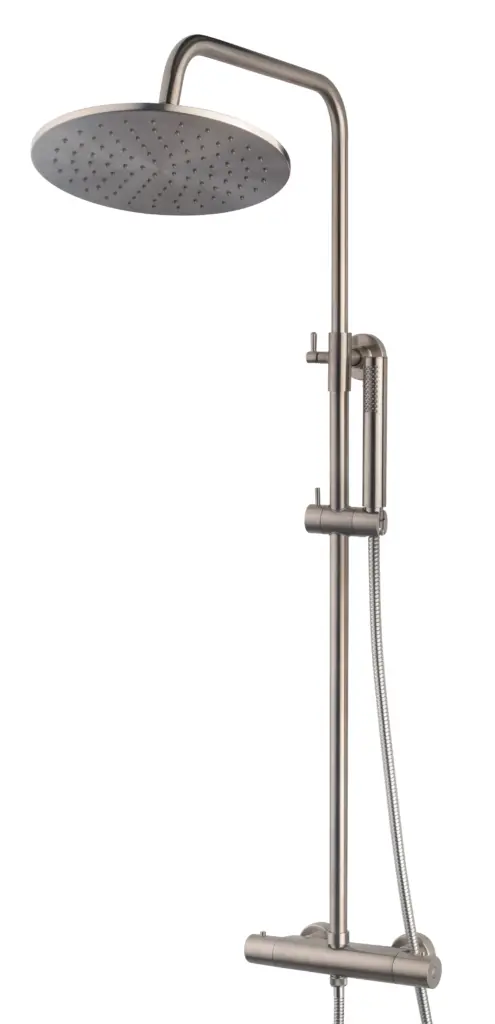 Wiesbaden Caral thermostatische regendoucheset opbouw geborsteld staal PVD