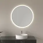 Wiesbaden Novi spiegel rond met LED, dimbaar 100 cm mat zwart