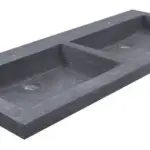 Wiesbaden Raw wastafel dubbel met 2 kraangaten 120x46x5 cm hardsteen gezoet
