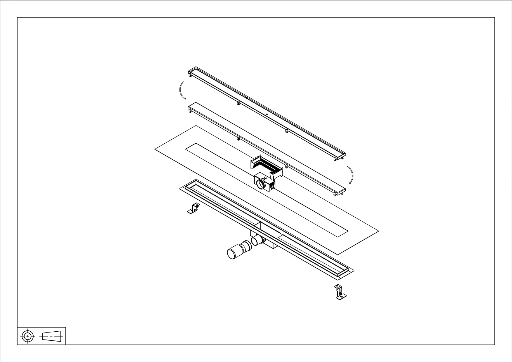 Wiesbaden Douchegoot met flens en tegelrooster 110 x 7 cm RVS - Afbeelding 3
