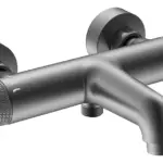 Wiesbaden Ribbd thermostatische badmengkraan hartafstand 15 cm gunmetal PVD