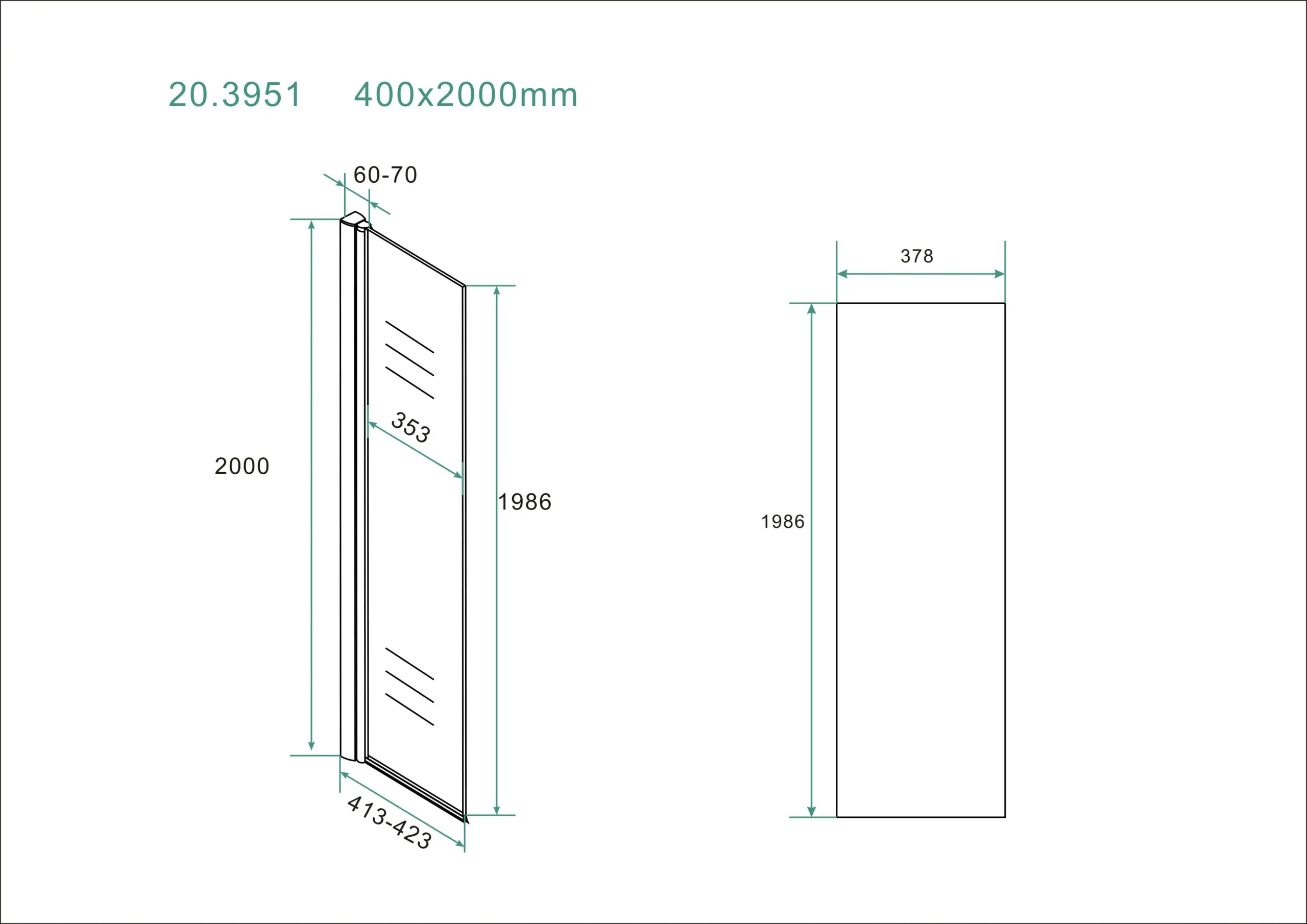 Wiesbaden Comfort zijwand draaibaar met muurprofiel 400 x 2000 x 10 mm nano held - Afbeelding 4