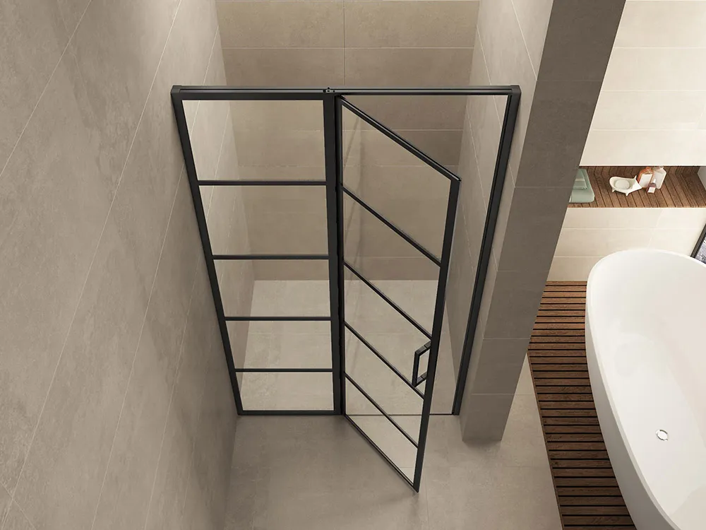 Wiesbaden Horizon nisdeur met vast deel en raster 1000 x 2000 x 8mm nano helder - Afbeelding 2