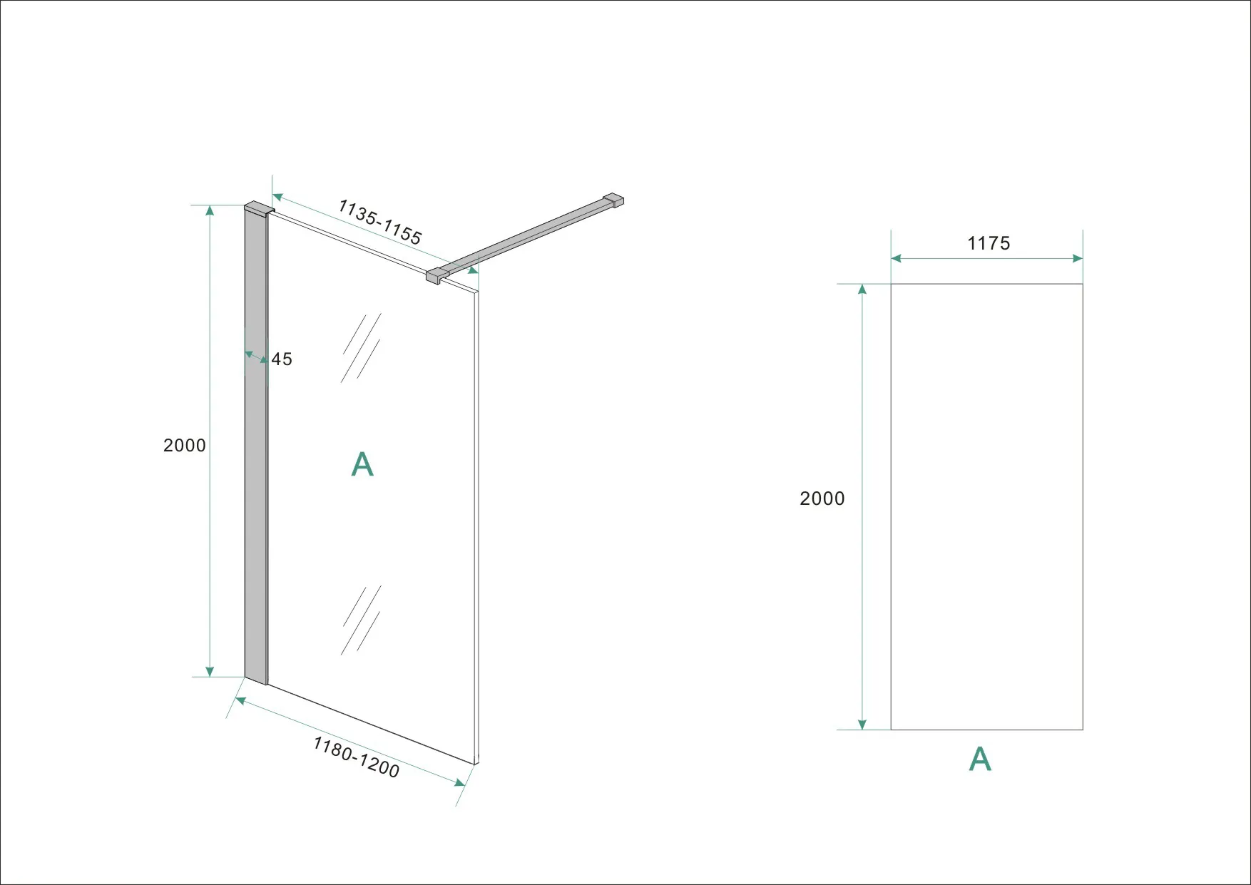 Wiesbaden Graffic inloopdouche 1200 x 2000 x 10 mm nano safety glass folie helde - Afbeelding 5