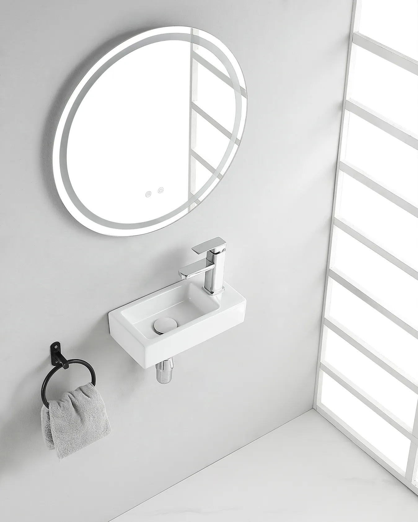 Wiesbaden Rhea S mini fontein rechts 36,5 x 18 x 9 cm keramiek glans wit - Afbeelding 2